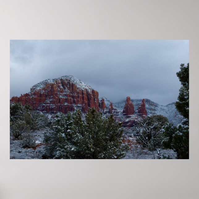 Pôster Arizona de Sedona com Neve 2789 (Frente)