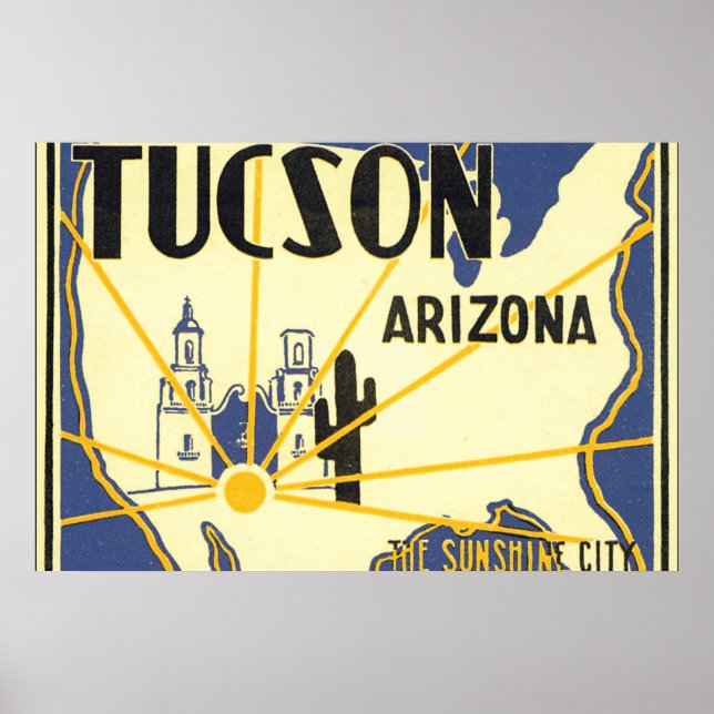 Poster Arizona de Viagens vintage de Trabalho de a (Frente)