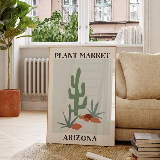 Poster Arizona do Mercado de Plantas Deserto Verde Saguar (In situ Living room)