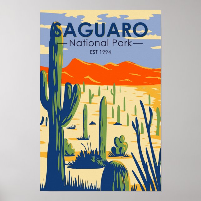 Poster Arizona do Parque Nacional do Saguaro, gigante do  (Frente)