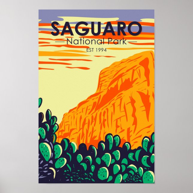 Poster Arizona do Parque Nacional do Saguaro, Picly Pear  (Frente)