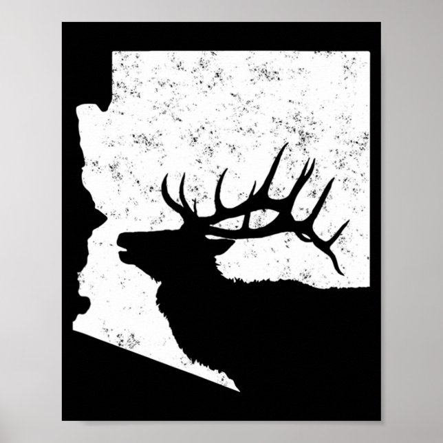Poster Arizona Elk Hunting Bull Elk AZ Forma Estatal (Frente)
