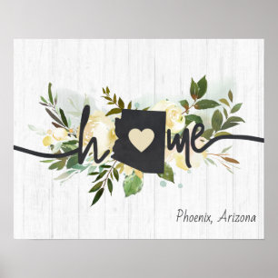 Poster Arizona Estado Personalizado Sua Cidade Natal Rúst