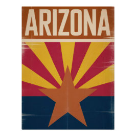Pôster Arizona Flag Retro Style Art Print - Southwest