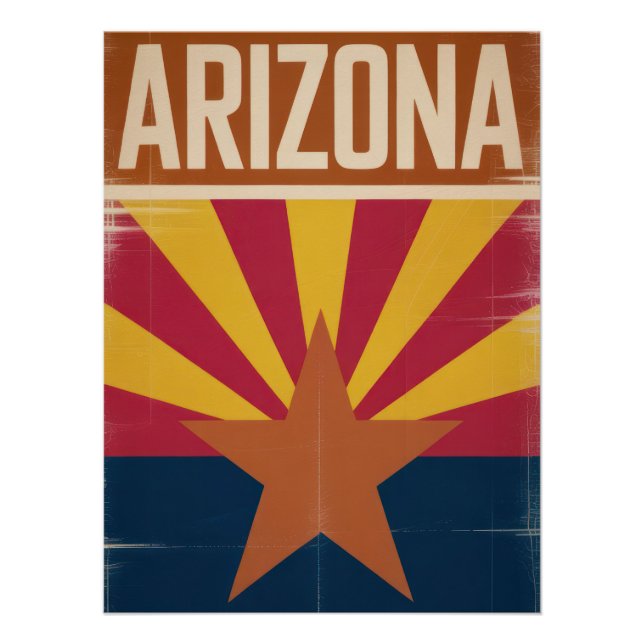 Pôster Arizona Flag Retro Style Art Print - Southwest  (Frente)