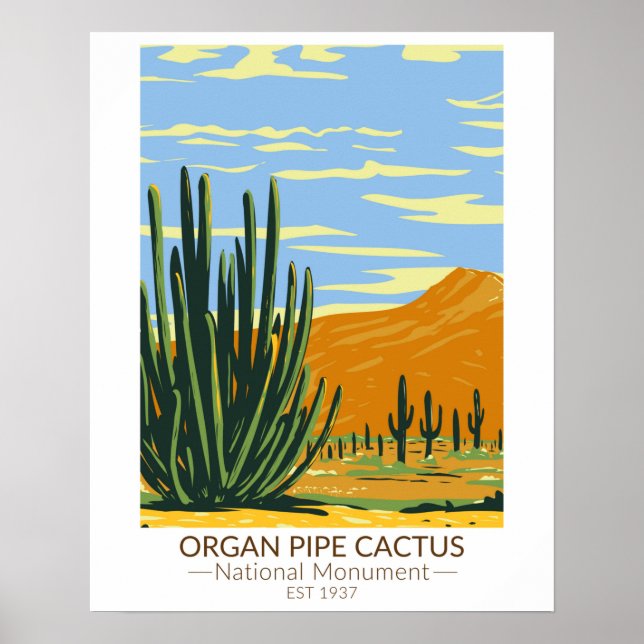 Poster Arizona Nacional do Monumento do Organ Pipe Cactus (Frente)