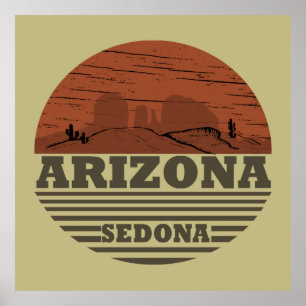 Poster arizona sedona vintage pôr do sol paisagem az