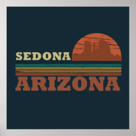Poster Arizona Sedona vintage sunset az retro