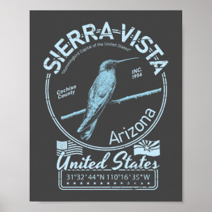 POSTER ARIZONA SIERRA VISTA - ILUSTRAÇÃO DE HUMMINGBIRD