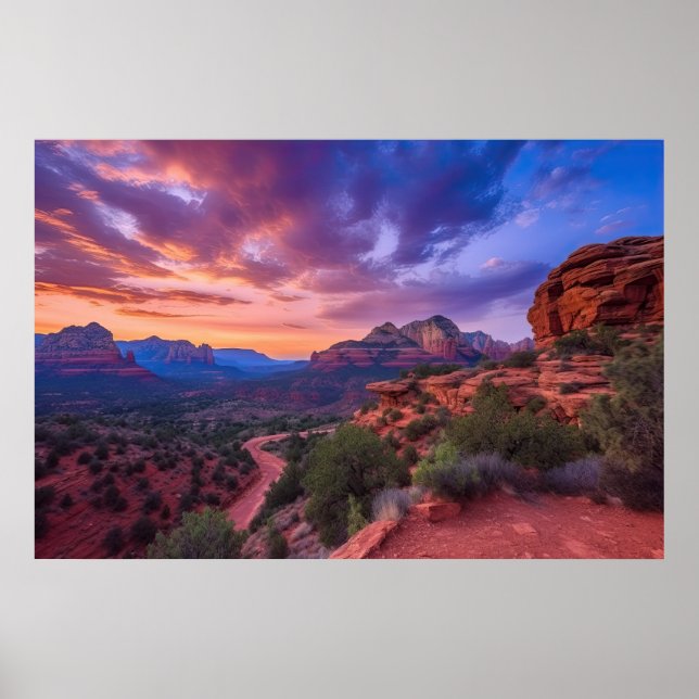 Poster Arizona Vermelha Sedona Rocha Natureza Bonita Suns (Frente)