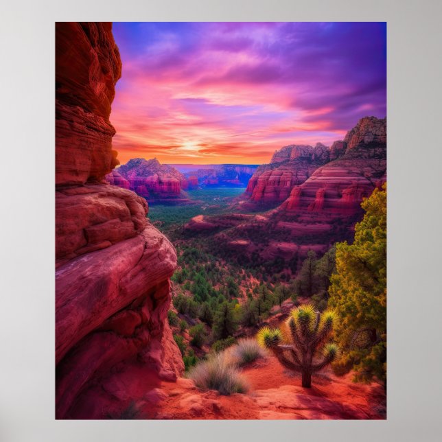 Poster Arizona Vermelha Sedona Rocha Natureza Bonita Suns (Frente)