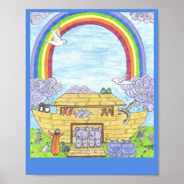 Poster Ark Watercolor Rainbow Animal Elephant de Noah (Frente)