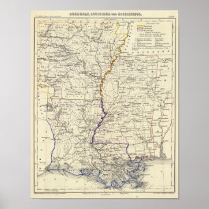 Pôster Arkansas, Louisiana e Mississippi