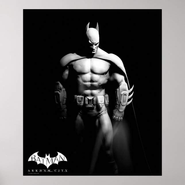 Pôster Arkham City | Batman Black and White Wide Pose (Frente)