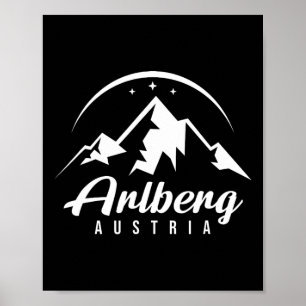 Poster Arlberg Áustria Ski Resort Skibome Snowboard Sou