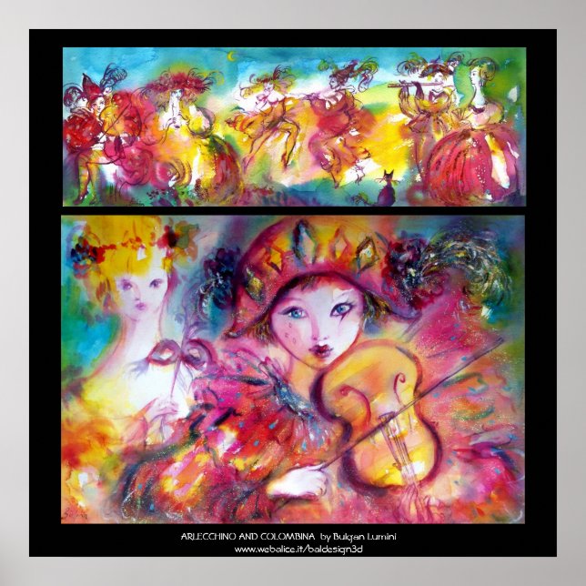Pôster ARLECCHINO E COLOMBINA Venetinan Mascarada (Frente)