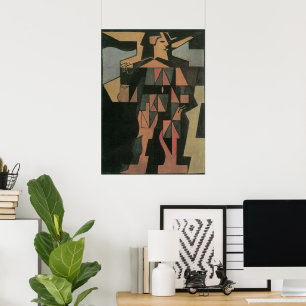 Pôster Arlequim por Juan Gris, Arte Cubista Vintage
