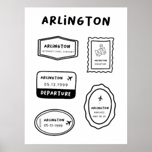 Poster Arlington - Coleção de Carimbos de Viagem Minima