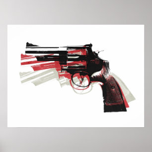 Poster Arma da pistola do revólver no branco