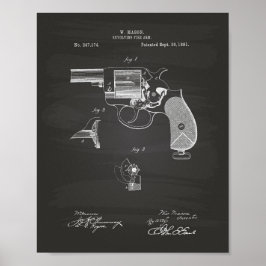 Pôster Arma Policial 1881 Patent Art - Chalkboard