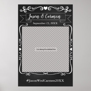 Poster Armação de Foto de Casamento com Quadro Negro como