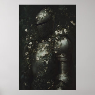 Poster Armadura de Cavaleiro Medieval Coberta de Flores B