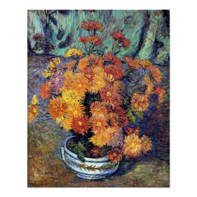 Pôster Armand Guillaumin - Vaso de crisântemos (Frente)