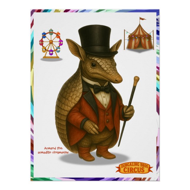 Pôster Armand, o armadillo apresentador de circo (Frente)