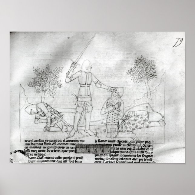 Pôster Armar um cavaleiro num campo de batalha (Frente)