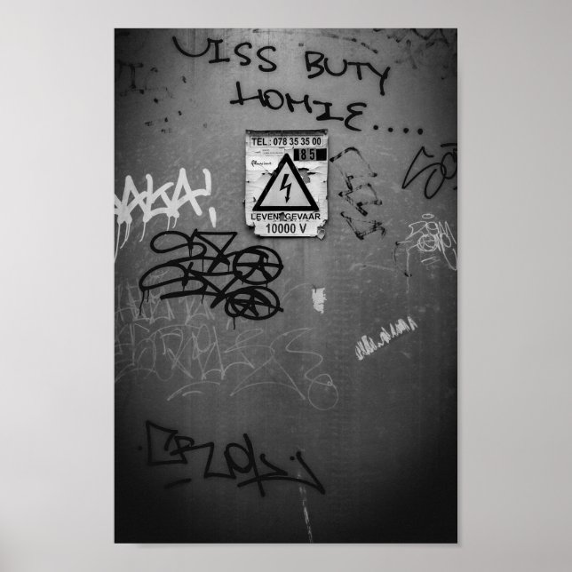 Poster Armário elétrico preto e branco bélgica (Frente)