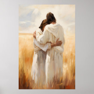 Poster Armas de Misericórdia Jesus e Homem Arte Cristã pa