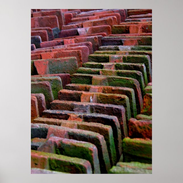 Pôster armazenado telhas multicolores velhas, (Frente)