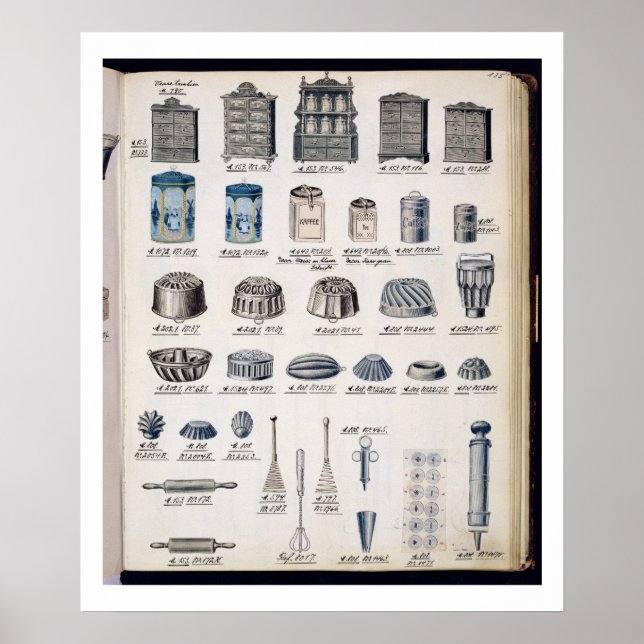 Poster Armazenamento de cozinha e utensílios de um catálo (Frente)