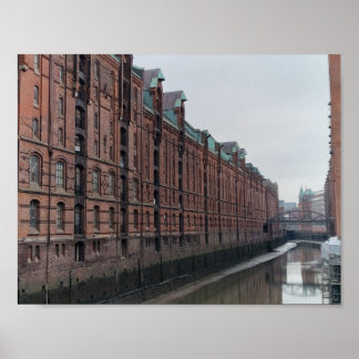 Poster Armazéns de Canal de Hamburgo na Alemanha no Inver
