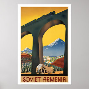 Poster Arménia Soviética Cartaz da Era Soviética Viagem A