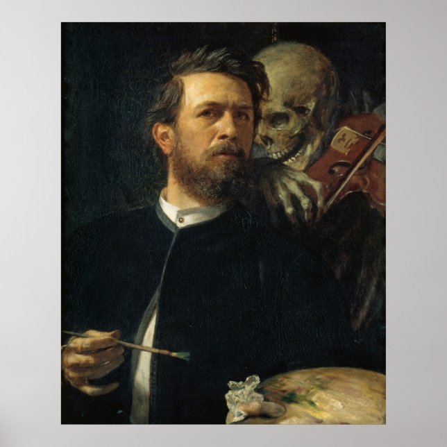 Poster Arnold Böcklin - Autorretrato com Morte (Frente)