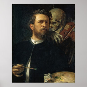 Pôster Arnold Böcklin - Autorretrato com Morte