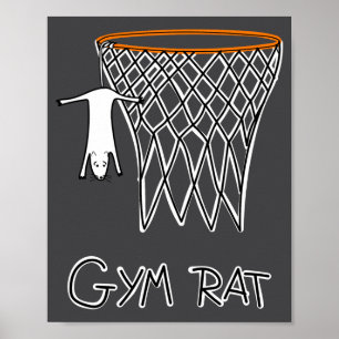 Poster Aro de Basquete Rato de Academia Engraçado