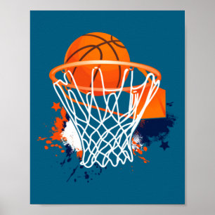 Poster Aros de Basquete Jogador Treinador de Basquetebol