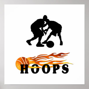 Pôster Aros de basquetebol flamejantes