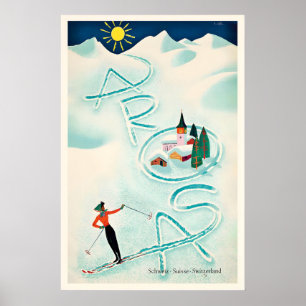 Poster Arosa Suíça Schweiz Suisse Esqui Vintage