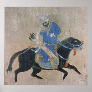 Pôster Arqueiro Mongol a cavalo