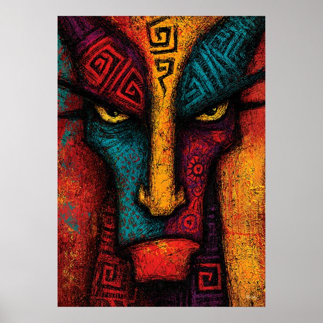 Poster Arquetipo Primal Rosto Arte Abstrata – Expressioni (Frente)