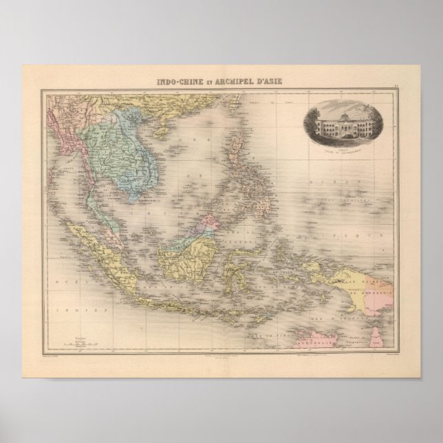 Pôster Arquipélago da Indochina da Ásia (Frente)