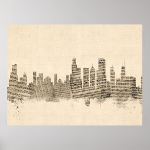 Poster Arquitectura da cidade da partitura da skyline de