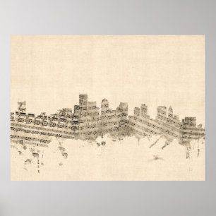Poster Arquitectura da cidade da partitura da skyline de