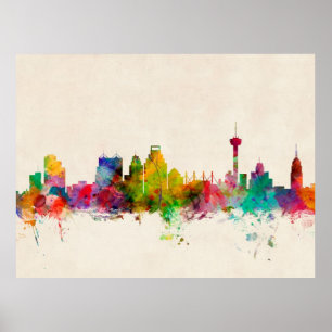Poster Arquitectura da cidade da skyline de San Antonio