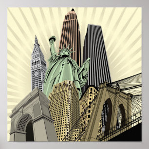 Poster Arquitectura da cidade estilizado super NYC