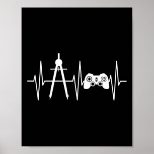Poster Arquiteto Shirt Gamer Video Games Heartbeat Archi