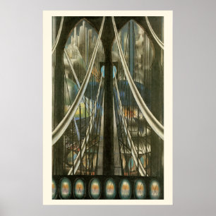 Poster Arquitetura Antiga de Nova York, Ponte de Brooklyn